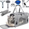 Cat Carriers，with Soft Travel Bag, Harness, Nail Clipper, Brush, Foldable Bowl